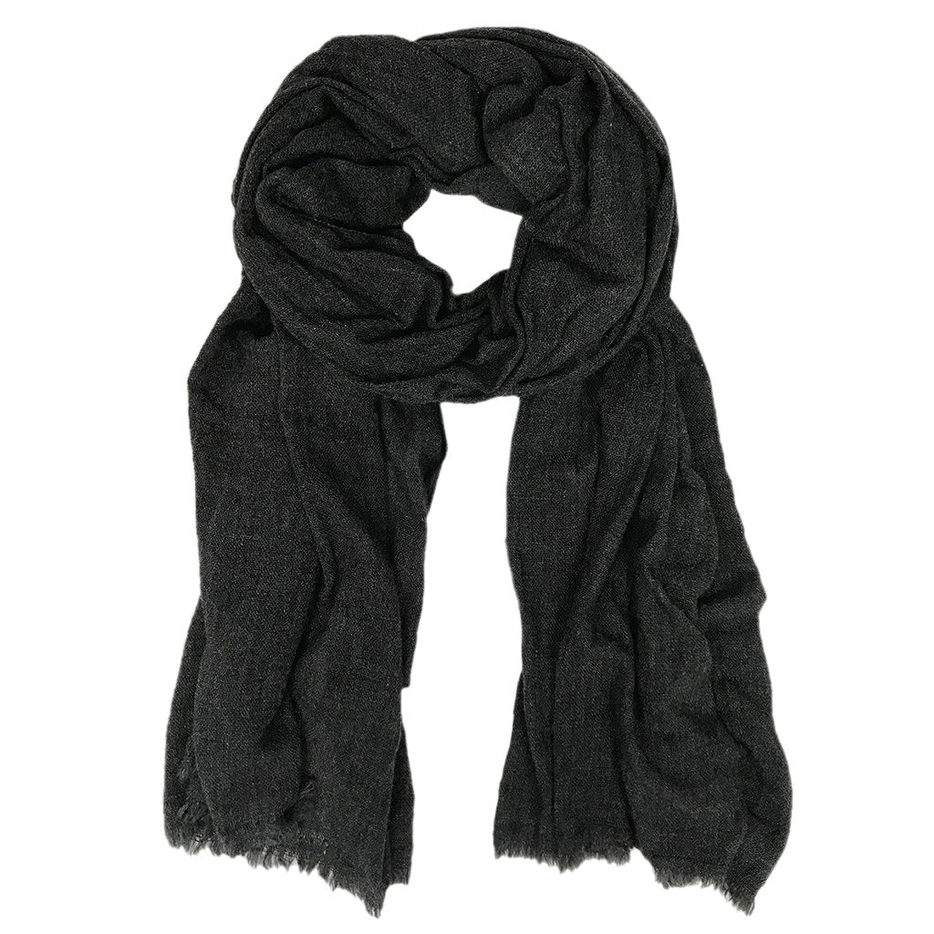 Unisex Handloom Cashmere Scarf - Pure Himalayan Black Wrap