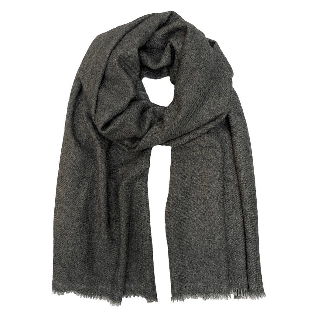 Unisex Himalayan Cashmere Scarf - Handloomed Charcoal Premium