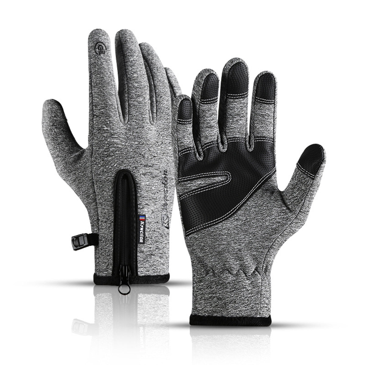 Unisex Windproof Winter Gloves - Warm Fleece-Lined Polyester-Nylon Blend for Cold Weather Activities