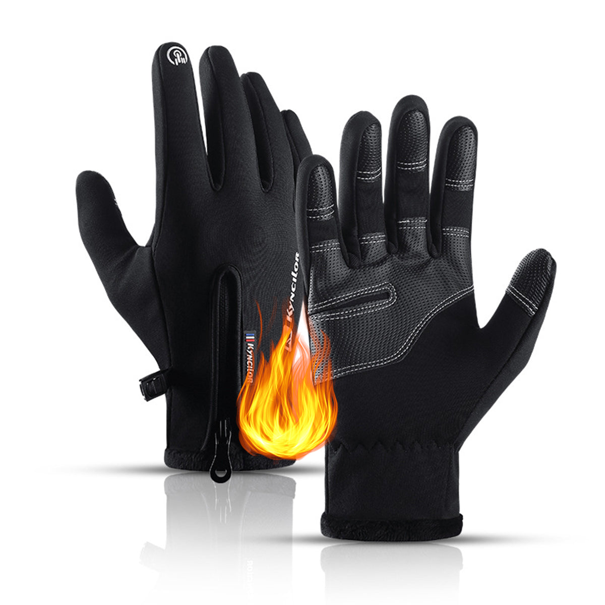 Unisex Windproof Winter Gloves - Warm Fleece-Lined Polyester-Nylon Blend for Cold Weather Activities