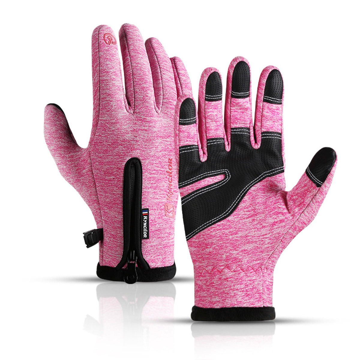 Unisex Windproof Winter Gloves - Warm Fleece-Lined Polyester-Nylon Blend for Cold Weather Activities