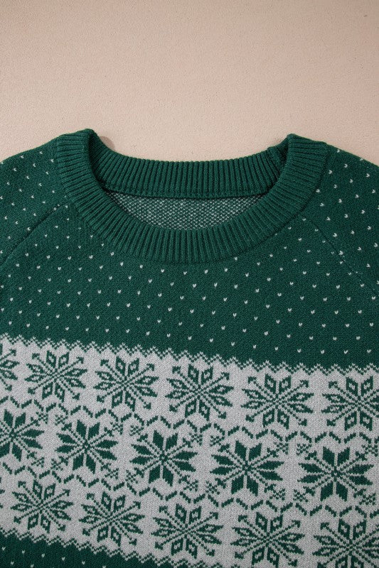Women's Christmas Snowflake Sweater - Plus Size Crewneck | Holiday Knit