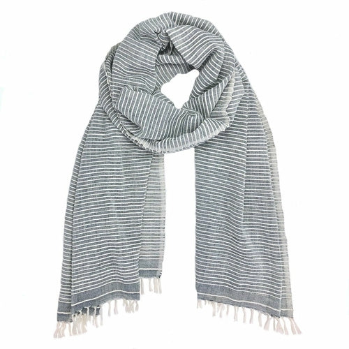 Unisex Ethiopian Stripe Cotton Scarf - Eco-Friendly Wrap Shawl