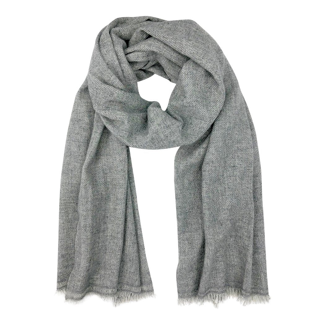 Unisex Himalayan Cashmere Scarf - Handloomed Gray Premium