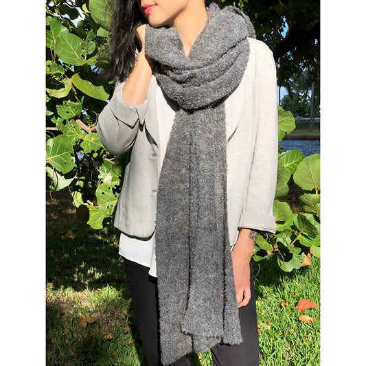 Unisex Ultra Plush Alpaca Scarf - Premium Charcoal Gray