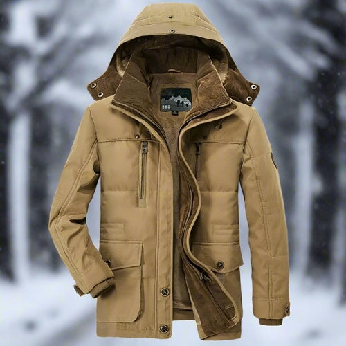 Men's Hooded Winter Parka with Fleece Lining