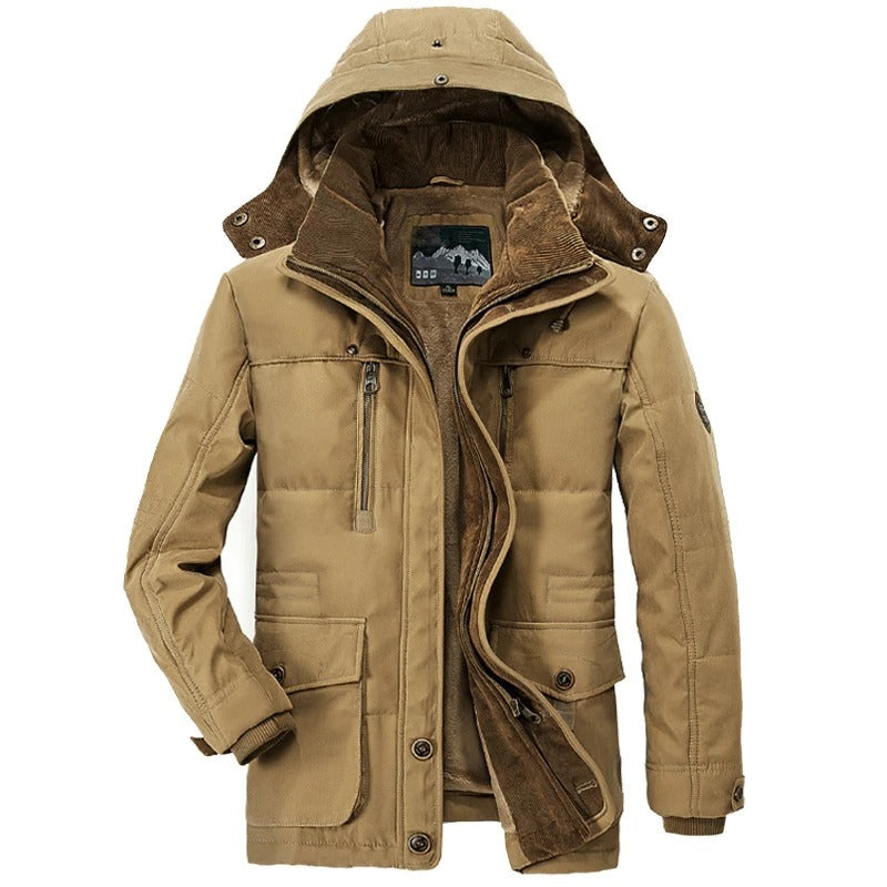 Men's Hooded Winter Parka with Fleece Lining