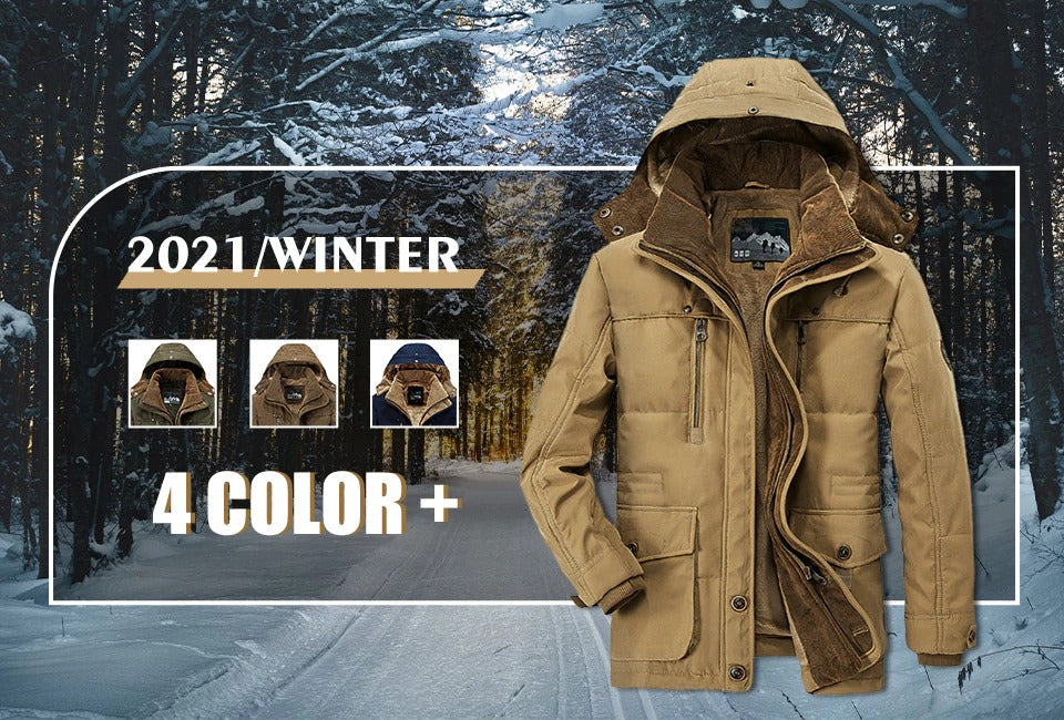 Men's Hooded Winter Parka with Fleece Lining