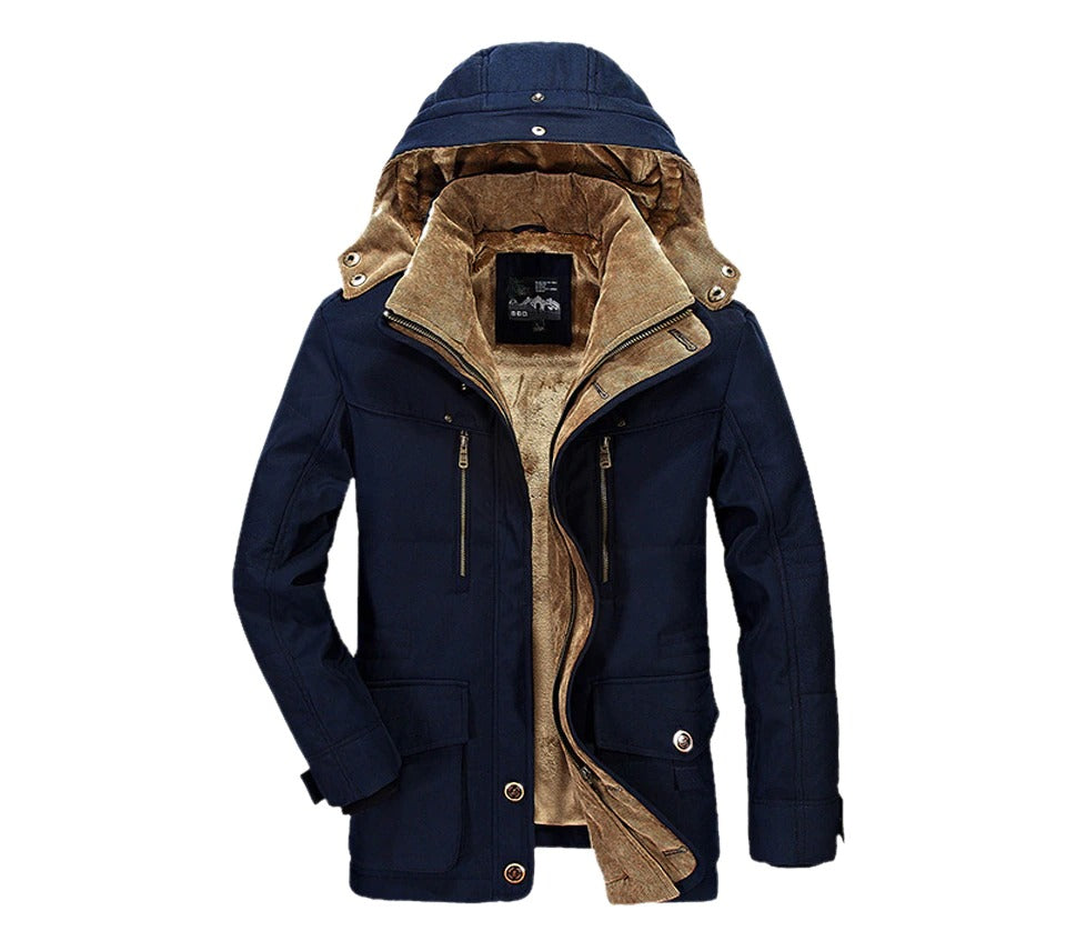 Men's Hooded Winter Parka with Fleece Lining