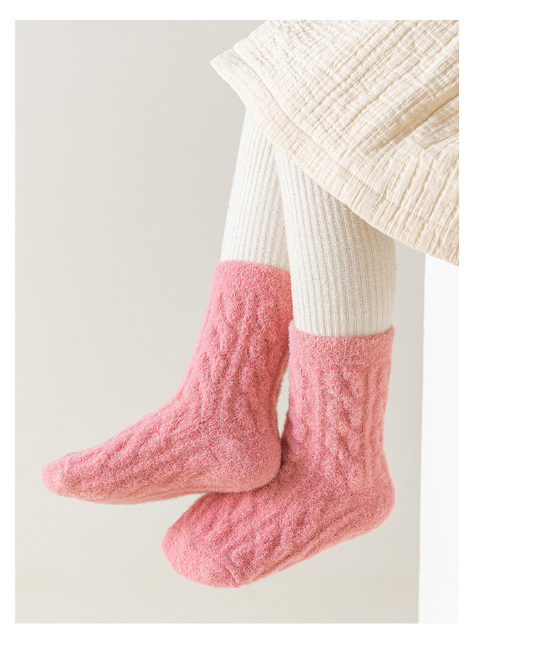 Unisex Premium Cable Knit Kids Socks - Australian Velvet Mid-Calf