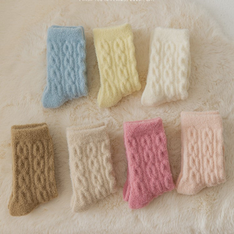 Unisex Premium Cable Knit Kids Socks - Australian Velvet Mid-Calf