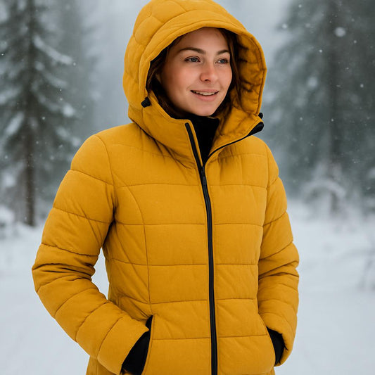 Women's Slim-Fit Hooded Zipper Padded Jacket-Warm Cotton/Polyester Parka