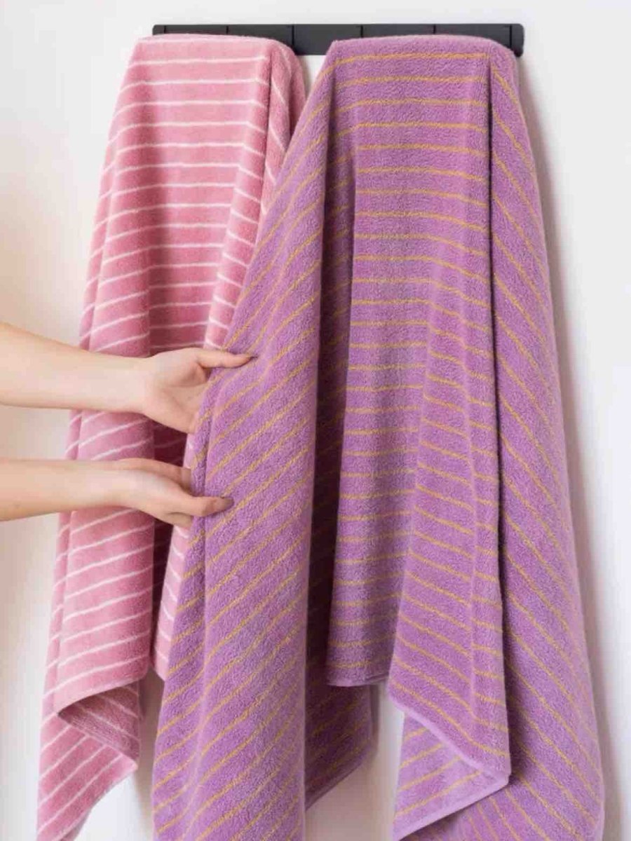 Premium Retro Stripe Bath Towel - Ultra Soft 100% Organic Cotton, Absorbent & Eco-Friendly