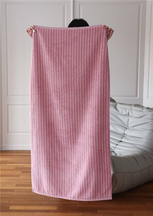 Premium Retro Stripe Bath Towel - Ultra Soft 100% Organic Cotton, Absorbent & Eco-Friendly