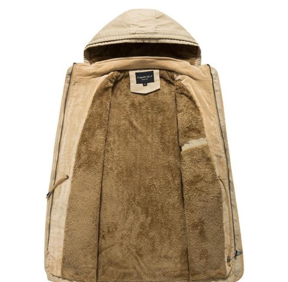 Men's Military Style Hooded Coat with Inner Fur Lining